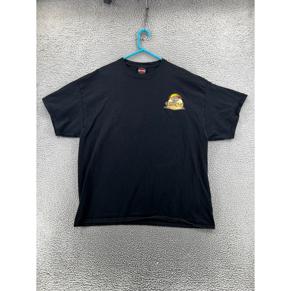 Harley-Davidson Waikiki Hawaii T-Shirt Black Mens 2XL Honolulu Graphic Tee READ